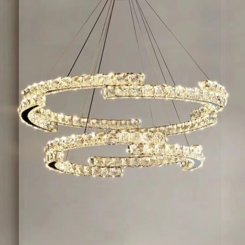 D0104 Dutti LED Crystal Ring Modern Chandelier for Dining Room, Restaurant, Bar