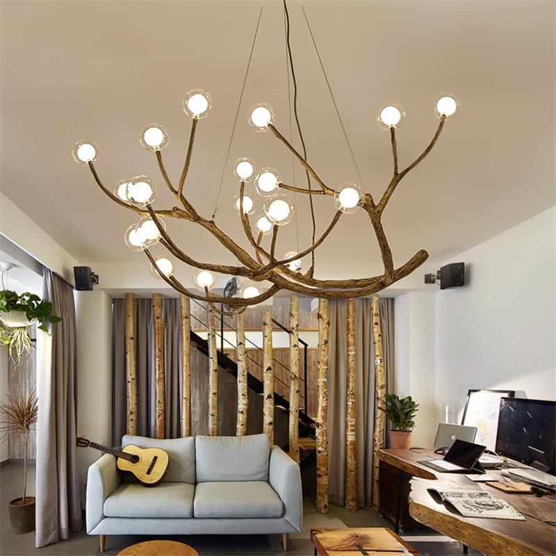 Dutti D0059 magic bean LED chandelier Rustic antler Nordic postmodern for living room dining room bedroom study room creative personality molecular wood lamps