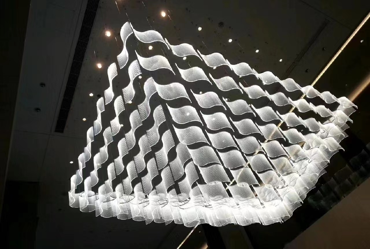 Dutti LED Non-standard Modern Chandelier Wave Acrylic Ceiling Pendant Lighting OEM custom for Ballroom 